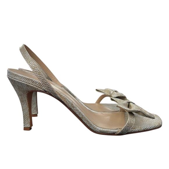 Maryam Nassir Zadeh Flora Slingback Sandal Women's 10.5 Metallic Beige Snakeskin - Picture 2 of 6
